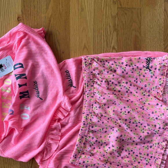 Justice Pink Pajama Set 3 pieceRuffle tank,short Pajama size 16/18 XL - Picture 8 of 13